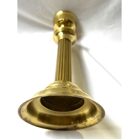 Vintage Brass Candlestick Holder 10.5”Fluted Column Base Taper Candle Decor Read - Picture 8 of 8